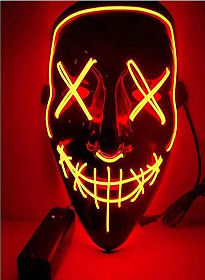 قناع هالوين مضيء بتقنية LED - قناع تنكري مخيف مضيء للمهرجانات والحفلات (أحمر) - Image 2